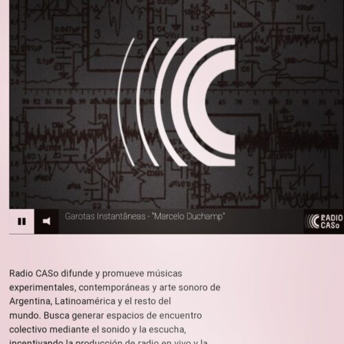 Transmissão da peça sonora M.D.F.D.P. na Chamada pública playlist 24H de #Baile da Radio Caso | Centro de Arte Sonoro, Buenos Aires, Argentina.